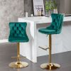 A&A Furniture,Golden Swivel Velvet Barstools Adjusatble Seat Height from 25-33 Inch