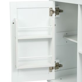 Kitchen Cart with Rubber wood Drop-Leaf Countertop ,Cabinet door internal storage racks