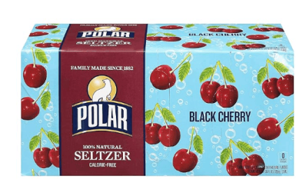 Polar Seltzer Water Black Cherry 12 fl oz cans, 8pk