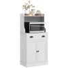 HOMCOM Microwave Cabinet with Storage Drawer, Double Door Cabinet and Adjustable Shelf, Buffet with Hutch and Cable Hole, Storage Cabinet for Kitchen