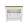 Kitchen Island Geneva, White / Macadamia