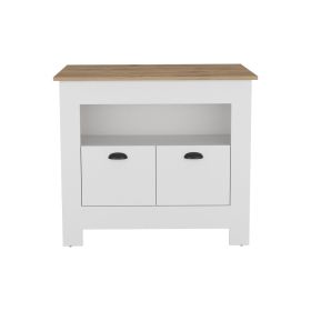 Kitchen Island Geneva, White / Macadamia