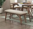 Modern Design 1pc Bench Fabric Upholstered Seat Brown Finish Wooden Dining Kitchen Furniture