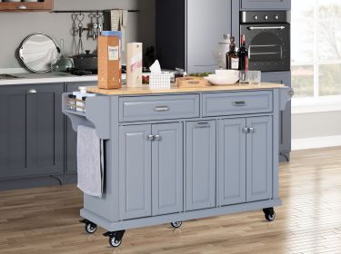 Kitchen Island with Rubber wood Countertop