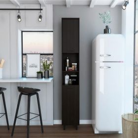 Pantry Cabinet Almada, Three Interior Shelves, Black Wengue Finish
