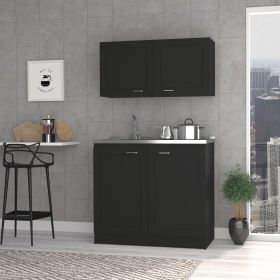 Zurich Cabinet Set, Two Shelves Black