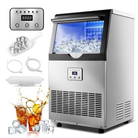 Commercial Ice Maker 100-150lbs/24H Ice Maker Machine, Auto Self-Cleaning, LED Digital Display, Blue Light