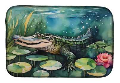 Alligator Dish Drying Mat Absorbent Dish Drying Mat Pad for Kitchen Counter Dish Drainer Mat for Countertop, 14 x 21", Multicolor