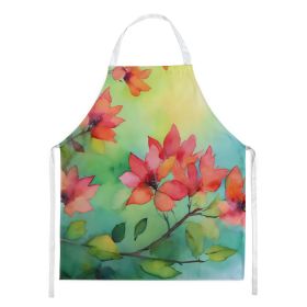 Missouri Hawthorns in Watercolor Apron Cooking Kitchen Server Baking Crafts Gardening for Adult Women Men, Unisex, Large, Multicolor