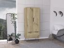 Light Oak Wooden Wardrobe with 2-Doors and 1-Drawer
