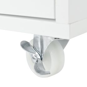 K&K Rolling Kitchen Island With Extended Table, Kitchen island on Wheels with LED Lights,Power Outlets and 2 Fluted Glass Doors
