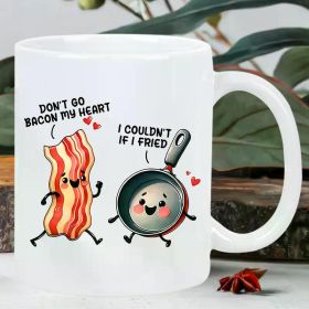 1pc Humorous Bacon and Frying Pan Ceramic Mug 11oz - Insulated, Reusable, Machine Washable, Multipurpose Cup