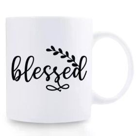 1pc Blessed Ceramic Coffee Mug - 11oz Insulated Reusable Multipurpose Cup for Hot and Cold Drinks, Machine
