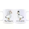 2pcs 11oz "Mrs. Silly Goose" and "Mr. Silly Goose" Couple Duck Mug Set, Cute Ceramic Mugs, Dishwasher-Safe, Funny