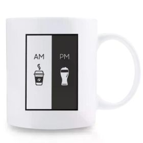 1pc, 3A Grade, Morning Coffee, Evening Beer, 11Oz Funny Coffee Mug, Ceramic Mug, Tea Cup, Summer And Winter
