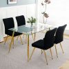 Modern Black teddy wool dining chair, upholstered chair with fabric accent side chair with gold-plated metal legs for family furniture living room