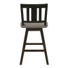 Counter Height Chairs Set of 2, Black Gray 360-degree Swivel Chair Solid Rubberwood Kitchen Dining Furniture, Vertical Slat Back