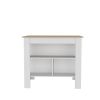 Aztec Kitchen Island in Melamine with Open Storage, Light Pine/white
