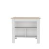 Light Pine and White Kitchen Island with Open Storage