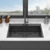 30 Drop In Kitchen Sink - Topmount Gunmetal Black Stainless Steel 18 Gauge Singe Bowl Kitchen Sink Basin