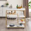 6-Tier Bar Cart, Slide Bar Serving Cart, Retro Style Wine Cart for Kitchen, Beverage Cart with Wine Rack and Glass Holder