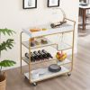 6-Tier Bar Cart, Slide Bar Serving Cart, Retro Style Wine Cart for Kitchen, Beverage Cart with Wine Rack and Glass Holder