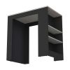 Harlan Kitchen Island, Counter Height Table Top with 3-Side Shelf