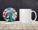 Peonies in Watercolor Large Sandstone Coasters Pack of 4 Absorbent Round Coasters Decor Gifts for Men or Women, 4 in, Multicolor
