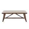 Modern Design 1pc Bench Fabric Upholstered Seat Brown Finish Wooden Dining Kitchen Furniture