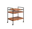 Honey Oak and Black Serving Cart with Stemware Rack