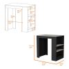 Harlan Kitchen Island, Counter Height Table Top with 3-Side Shelf