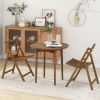Folding Dining Chair Set of 2 with Rubber Wood Frame and Slatted Seat