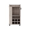 Bar Cart with 6 Built-in Wine Rack and Casters, Light Gray