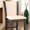 Style Comfort Contemporary 2pcs Counter Height Chairs Gray And White Leatherette Cushion Seat Kitchen Dining Room Furniture