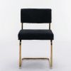 A&A Furniture,Modern Dining Chairs with Corduroy Fabric,Gold Metal Base, Accent Armless Kitchen Chairs with Channel Tufting, Side Chairs, Set of 2