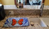 Red Glider Butterfly Dish Drying Mat Absorbent Dish Drying Mat Pad for Kitchen Counter Dish Drainer Mat for Countertop, 14 x 21", Multicolor