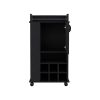 Bar Cart with 6 Built-in Wine Rack and Casters, Black