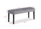 1pc Gray Black Bench Dining Room Velvet Fabric Upholstery Kitchen Dining Wooden Furniture