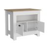 Kitchen Island Geneva, White / Macadamia