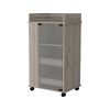 Willow Park Glass Door Bar Cart with Bottle Holder and Casters Light Gray
