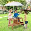 Wooden Play Cart with Sun Proof Umbrella for Toddlers Over 3 Years Old