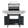 Propane Grill 4 Burner Barbecue Grill Stainless Steel Gas Grill with Side Burner, 46,500 BTU Outdoor Cooking, Patio, Garden Barbecue Grill