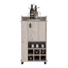Bar Cart with 6 Built-in Wine Rack and Casters, Light Gray