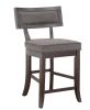 Rustic Aesthetic Dark Cherry Finish Counter Height Chair Set of 2 Wood Framed Nailhead Trim Fabric Upholstered Seat Kitchen Dining Room Furniture
