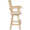 Rustic Bar Stool - Fir Wood Construction, Chair with Footrest,Wide Armrest, Rustic Kitchen Stool, Tall Bistro Chair for Dining Room, Restaurant, Pub