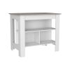 Cala Kitchen Island Antibacterial, Three Shelves, Four Legs -Light Gray / White