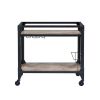 Rustic Oak and Charcoal 2-shelf Serving Cart