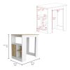 Stirling Kitchen Island with 1-Door Cabinet Push to open System and Side Shelves