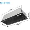Range Hood Insert 30 Inch 800 CFM, Built-in Vent Hood Black Glass Gesture & Touch Control Kitchen Exhaust Fan