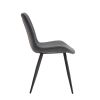 Modern Design Dining Chairs 2pc Set Gray Faux Leather Upholstery Black Metal Legs Kitchen Dining Furniture
